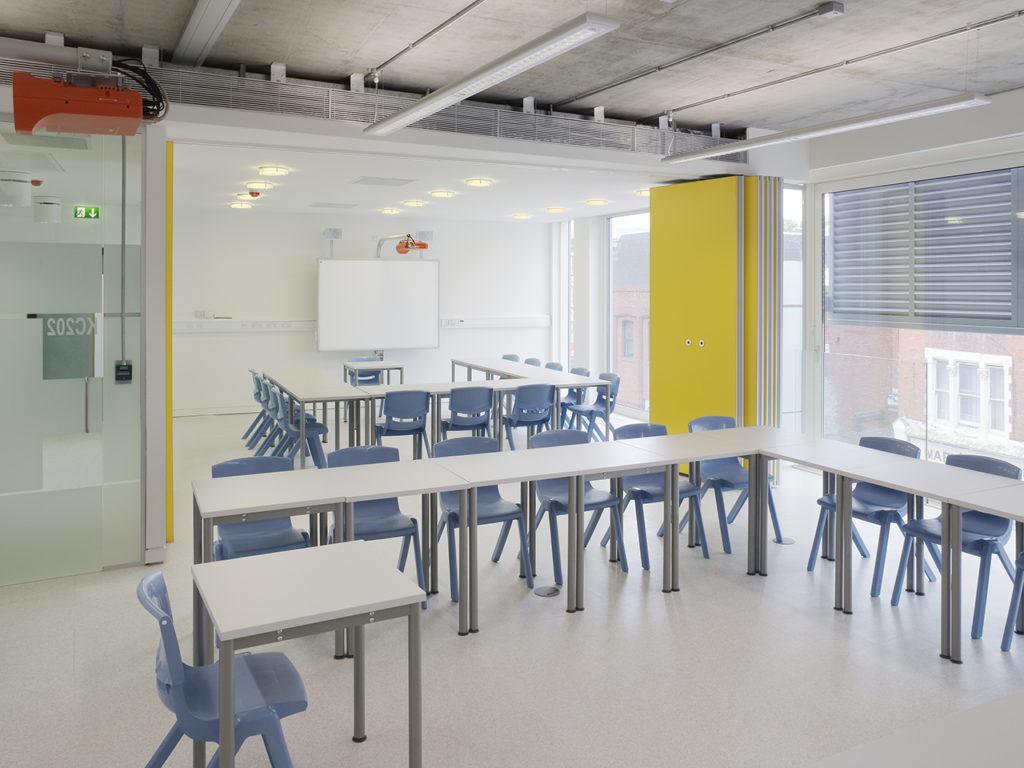 Classroom seating, moving wall at College of North West London